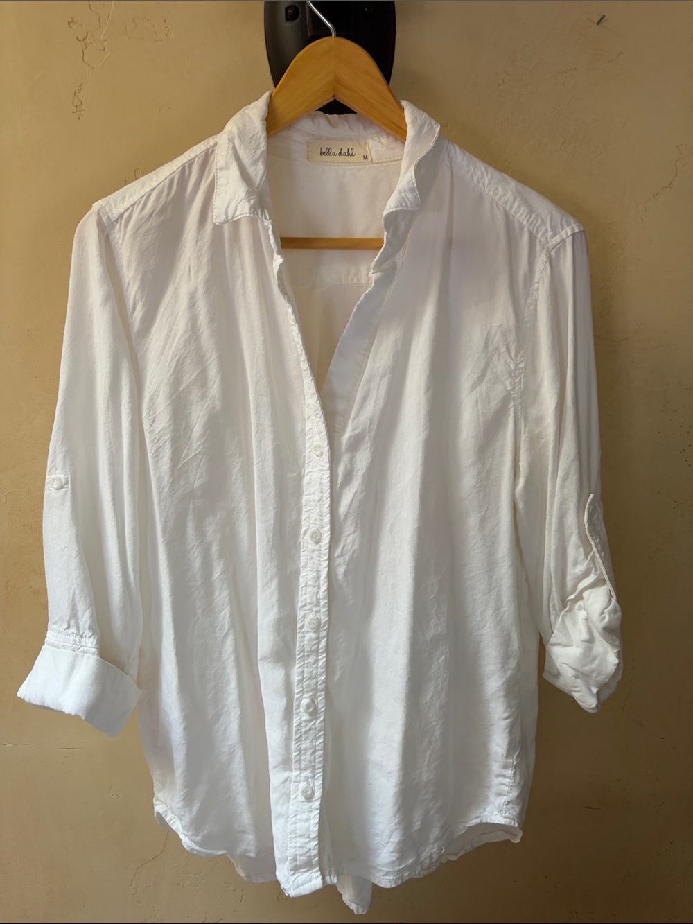 Sz M Bella Dahl White Button-Down Soft Tencel Shirt
